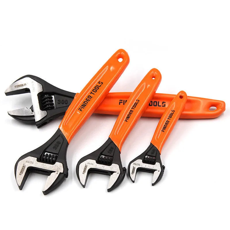 Manual multi-function wrench, 300mm length, 36mm opening, blackened finish, orange colour, adjustable spanner