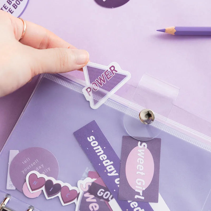 PVC transparent removable notebook with loose-leaf binding and Daolin paper pages in A6 size, blue colour option