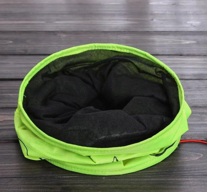 Foldable cat toy tunnel with printed design, 25 cm diameter and 51 cm length, for indoor cat play
