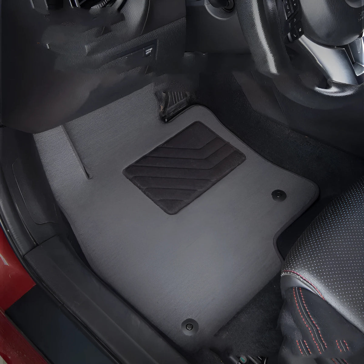Set of three nylon car floor mats in a plain weave pattern for sedan or SUV, available in multiple colours
