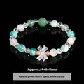 Women's natural crystal bracelet collection showing nine different designs including cat head, bear, and snowflake motifs