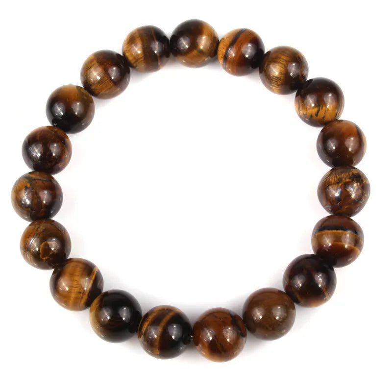 Natural tiger eye crystal bracelet with round beads in a choice of colours and sizes.