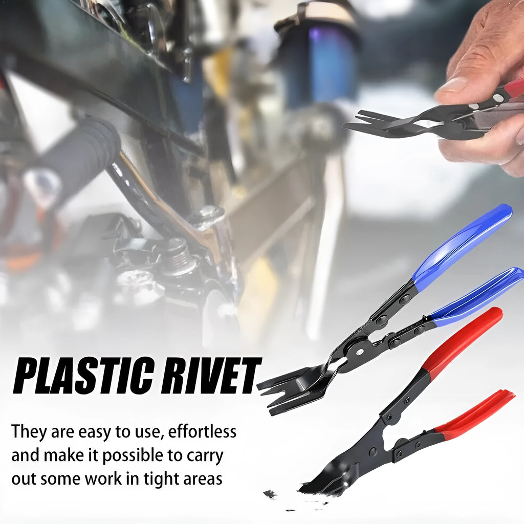 Blue automotive trim removal pliers with 235mm forged steel construction for door panel clips