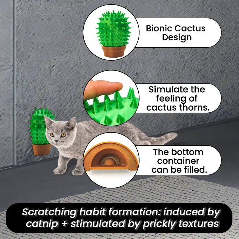 Creative Pet cactus cat scratch board in green plastic, 9x4x11cm, with automatic comb