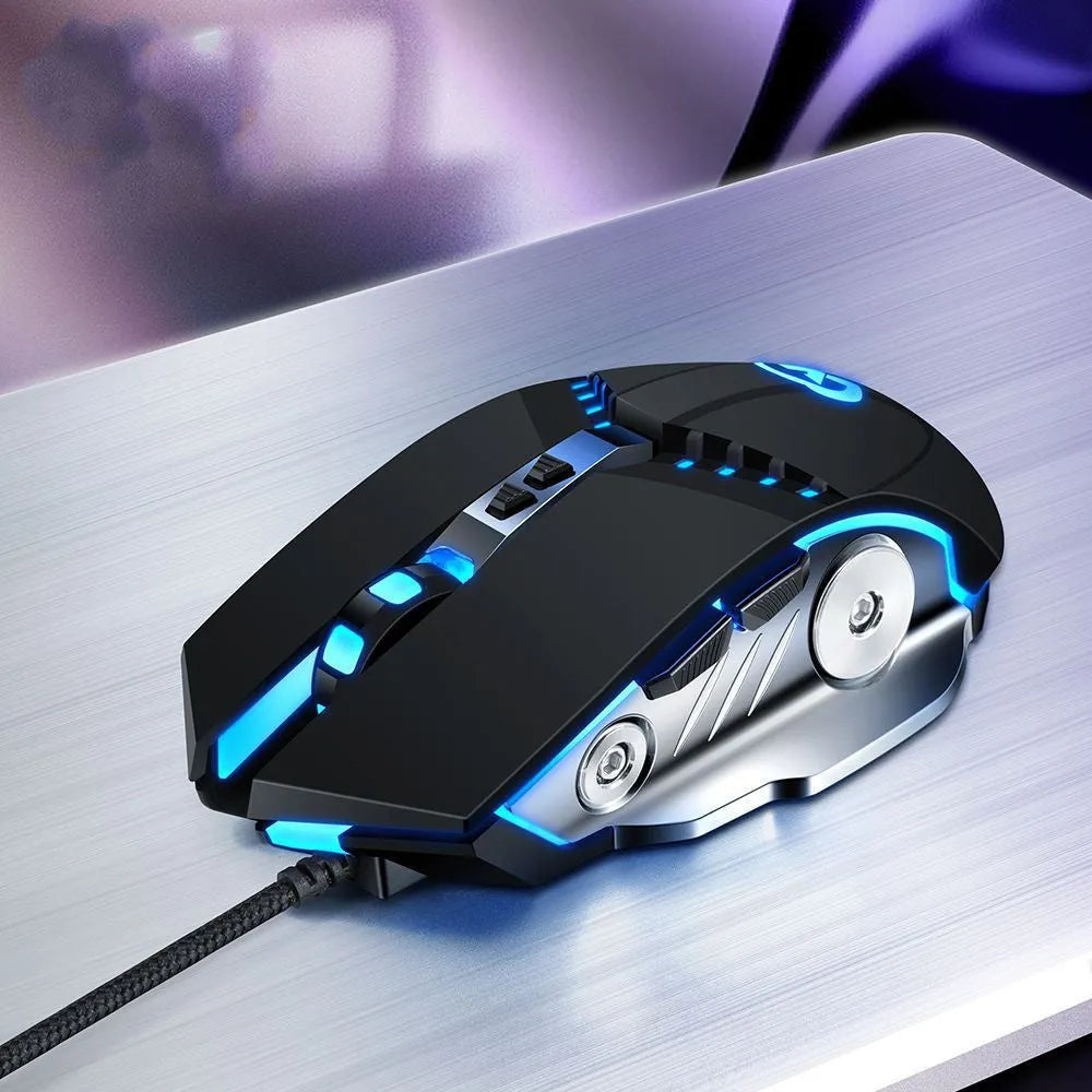 USB optical gaming mouse with silent click, touch roller, 1.5m cable, available in black, rubber or white