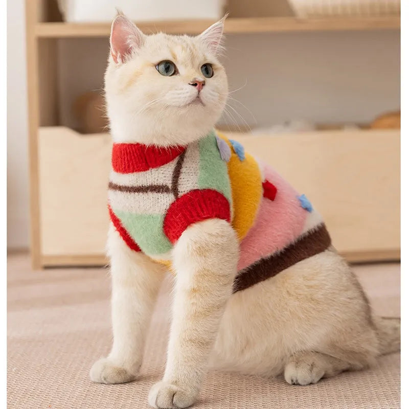 Yellow cartoon star striped parent-child sweater for small and medium dogs, pet clothing