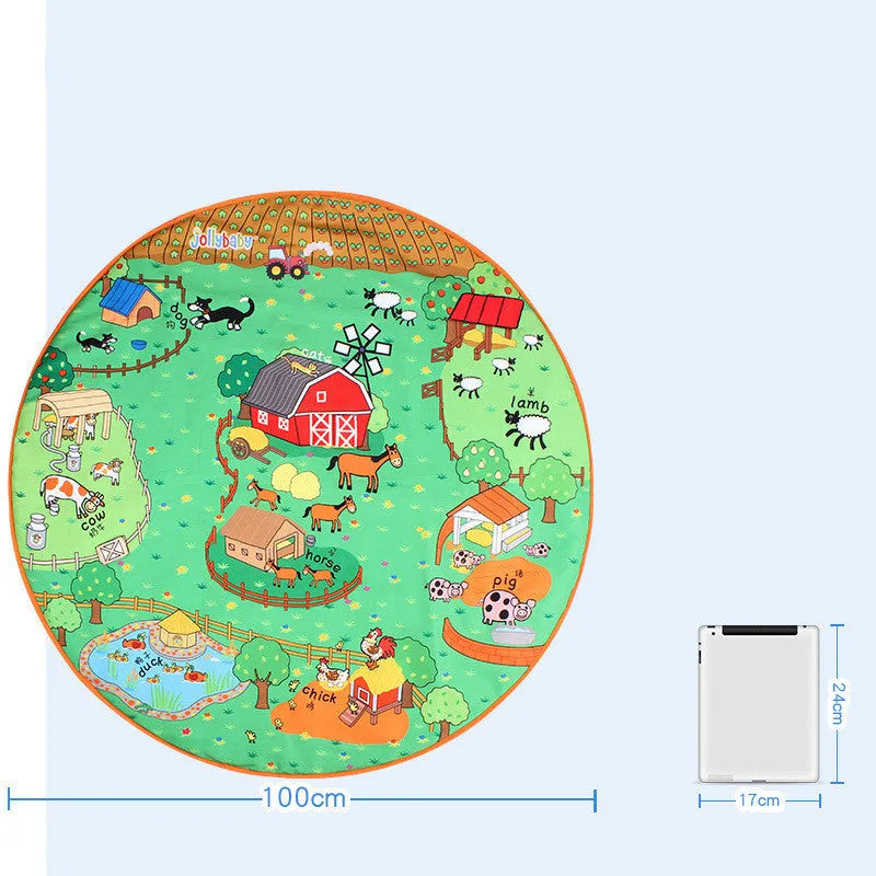 Baby play blanket crawling mat with jungle animal print design for early education.