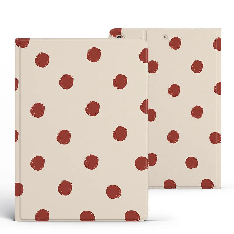 Flip tri-fold tablet case for iPad in imitation leather with pen slot option and wave point design