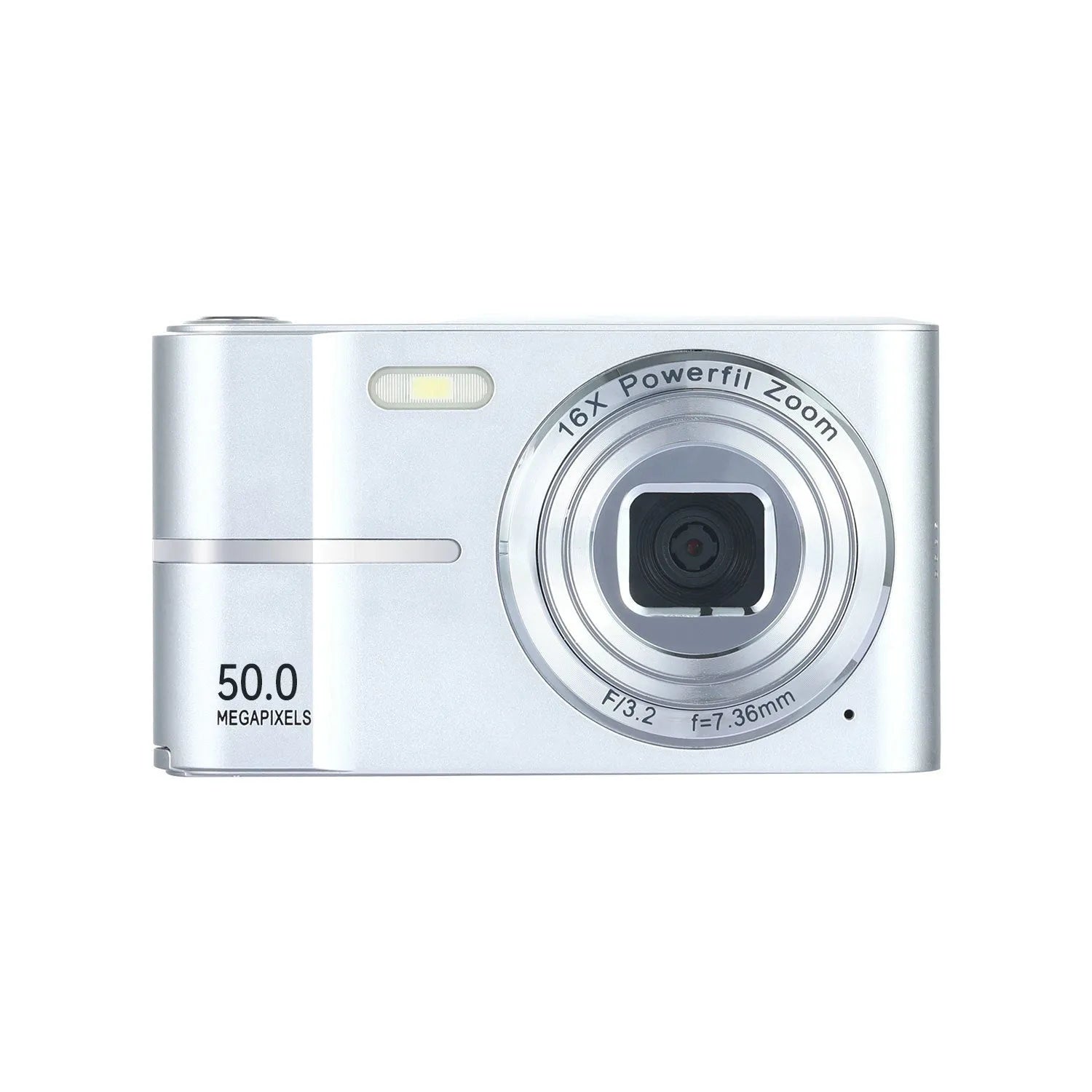 Student mini digital camera in black, green, pink, or white showing compact 90mm design with manual controls