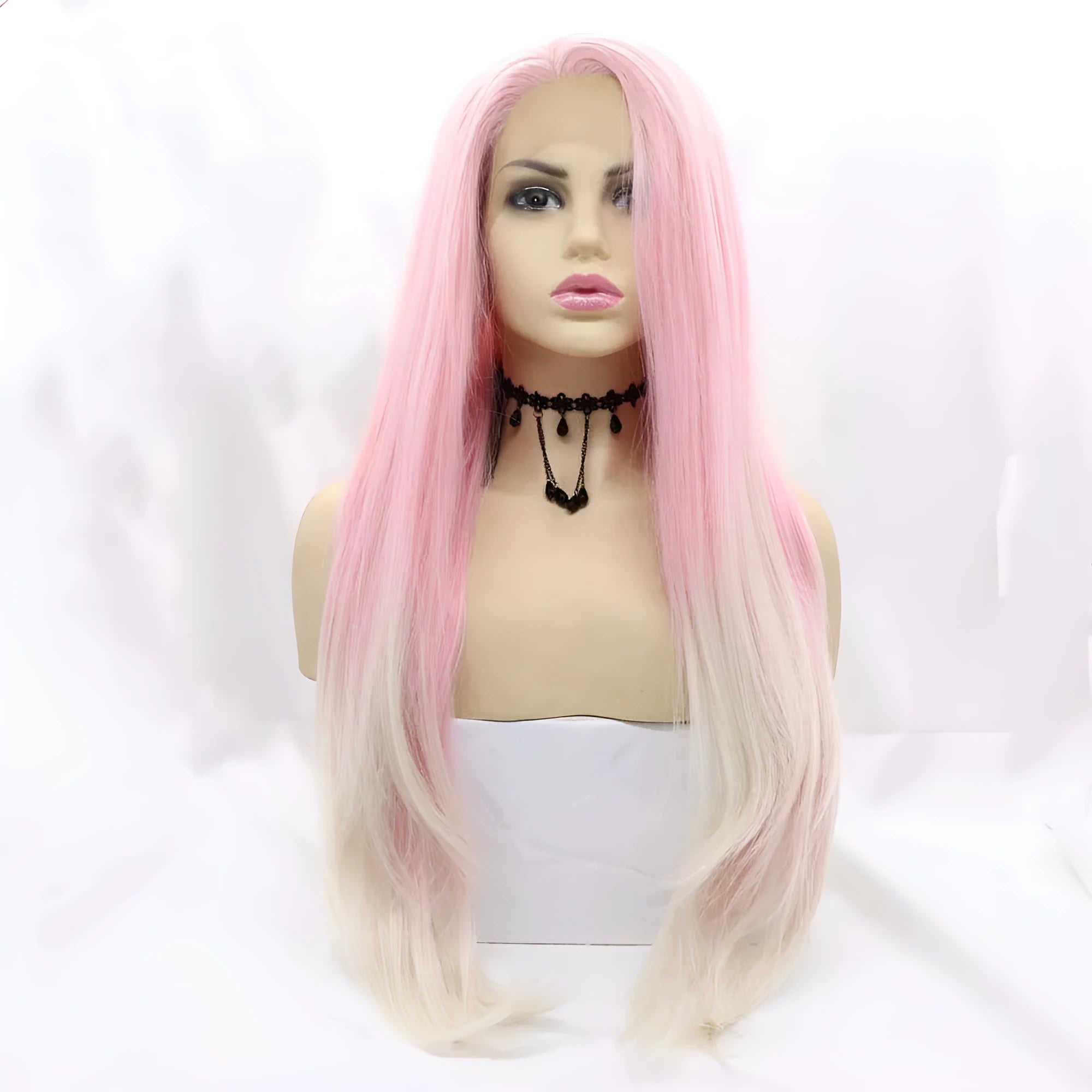 Pink gradient big wave fluffy fashion wig with voluminous texture