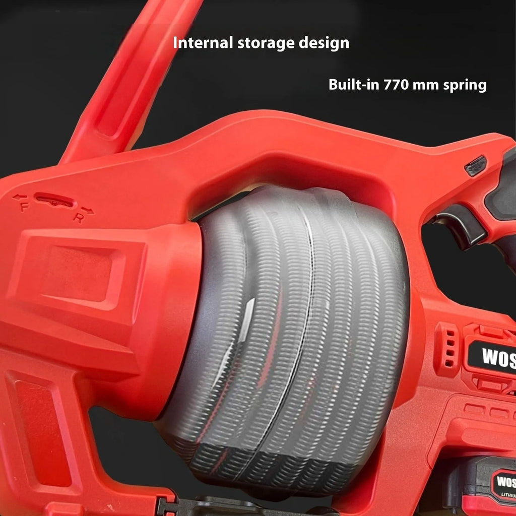 Cordless 20V electric drain cleaner with 7mm flexible shaft and trigger grip, on a white background.
