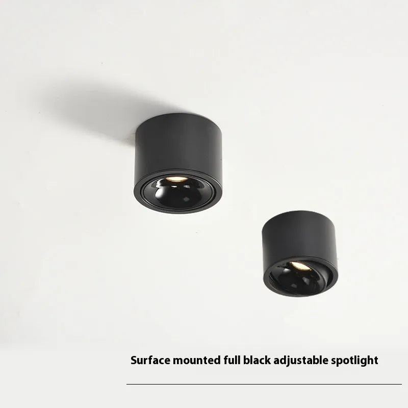 Round surface-mounted adjustable ultra-thin spotlight ceiling light with aluminium shell