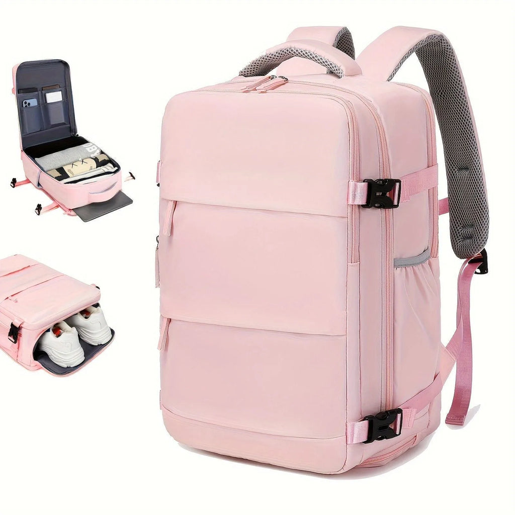 Large nylon luggage backpack for men in solid colour with 20-35L capacity and anti-theft features
