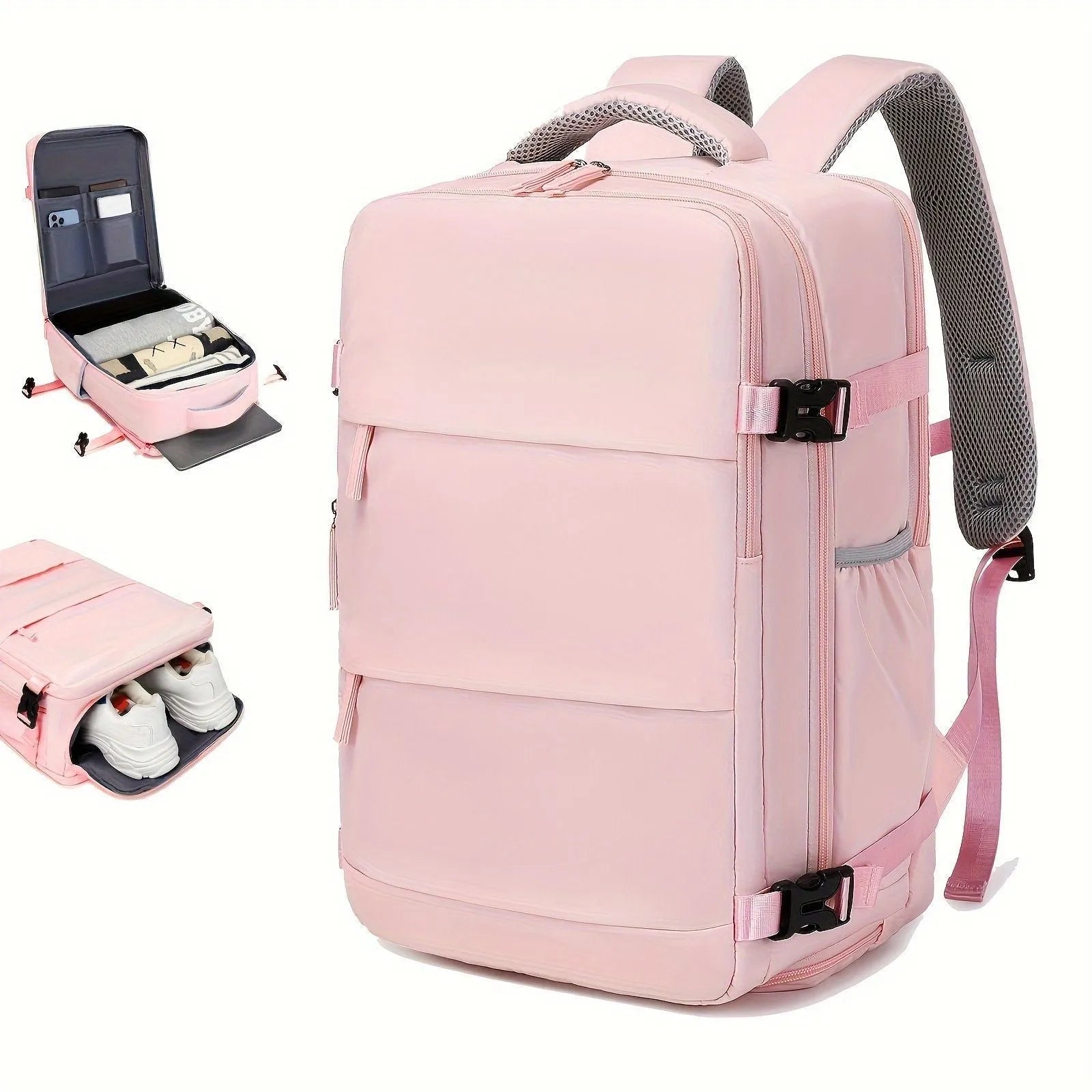 Large nylon luggage backpack for men in solid colour with 20-35L capacity and anti-theft features
