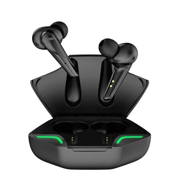 Wireless Bluetooth in-ear sports earphones in black colour with charging case