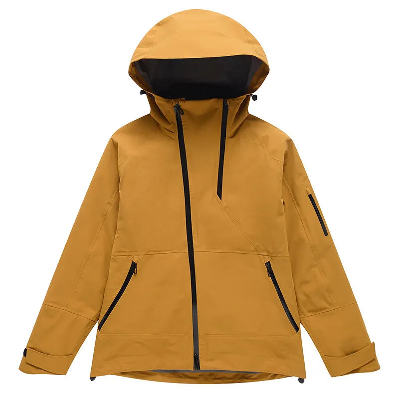 Unisex thin double plate ski suit in yellow, black, grey or liner colour for winter sports.