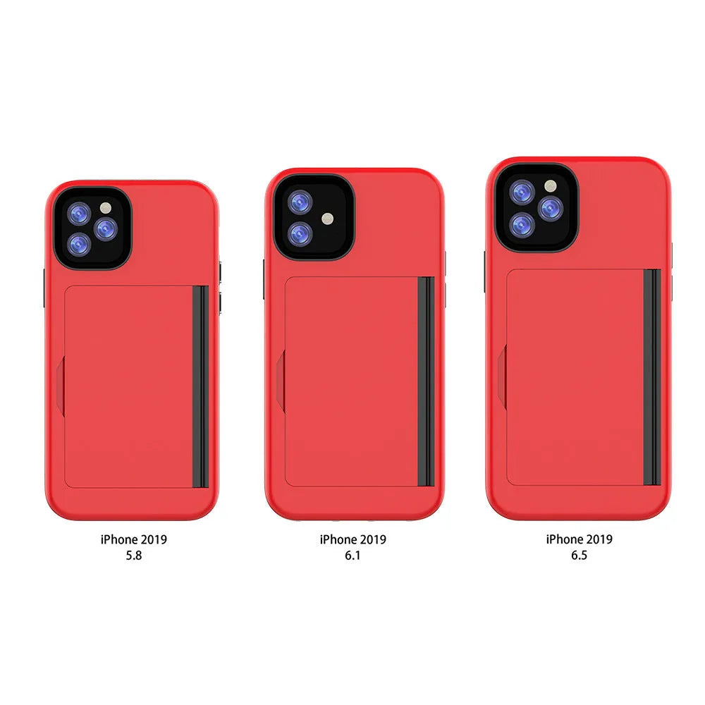 Simple solid-colour mobile phone case for iPhone 11 series in various colours on a white background.