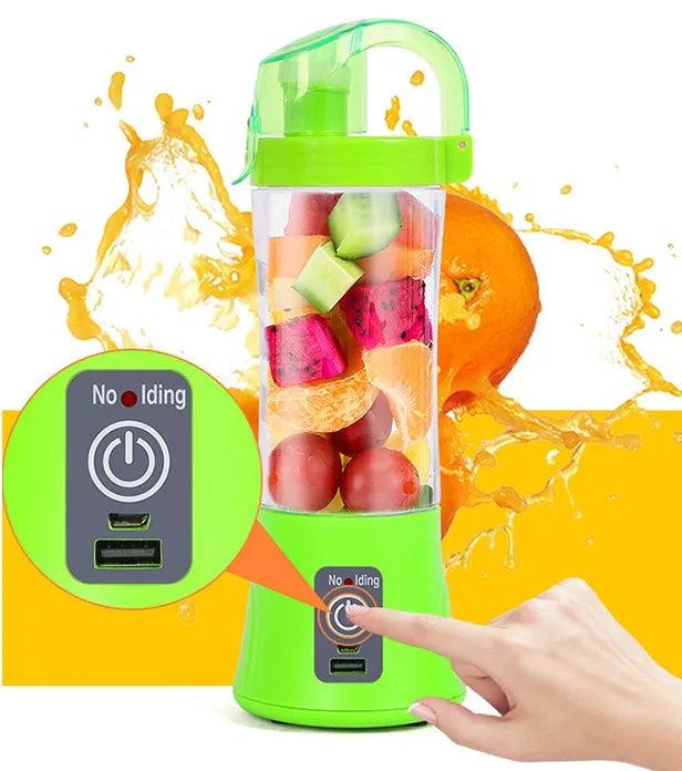USB rechargeable handheld fruit juicer and smoothie maker with 400ml blue cup