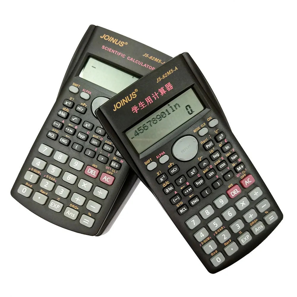 JS-82MS scientific calculator with 10-digit display, ABS housing, plastic buttons, 157 x 84 x 17 mm