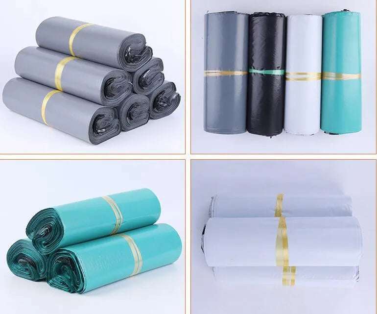 PE plastic courier clothing bag with adhesive strip seal in various sizes and colours