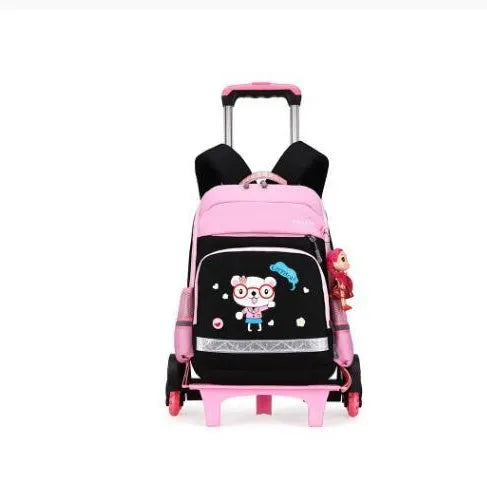 Korean Oxford cloth trolley bag for elementary school students in black or rose red
