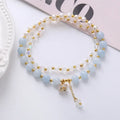 Handmade natural freshwater pearl and crystal double ring bracelet for women in choice of three colours