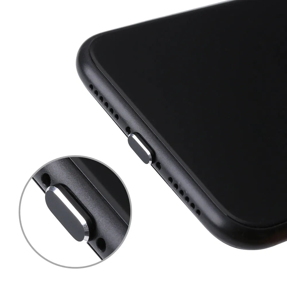 Aluminium alloy iPhone charging port dust plug in multiple colour options.