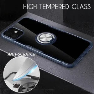 Armoured iPhone case with PU back cover showing demolition design for photography and button access