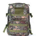 Camouflage pattern outdoor waterproof rucksack with air pillow belt system showing 30x15x46 cm dimensions