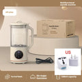 Household soybean milk machine with glass body and touch controls in milky white colour