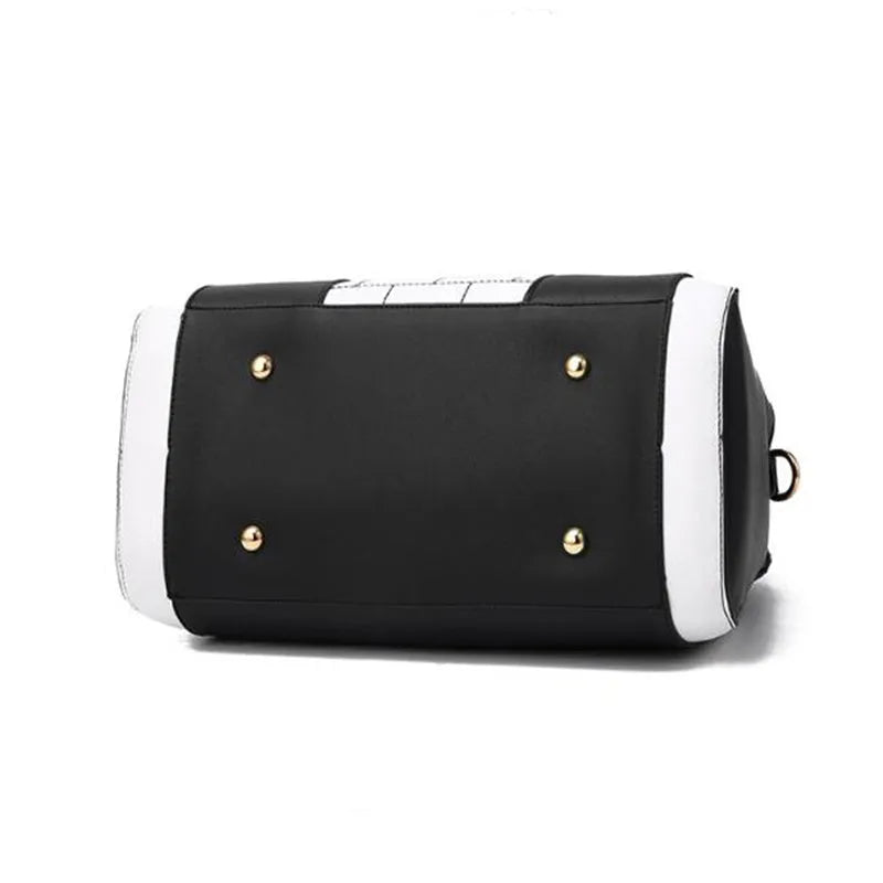 Large women's PU leather shoulder bag with car suture design in horizontal square shape with zipper closure