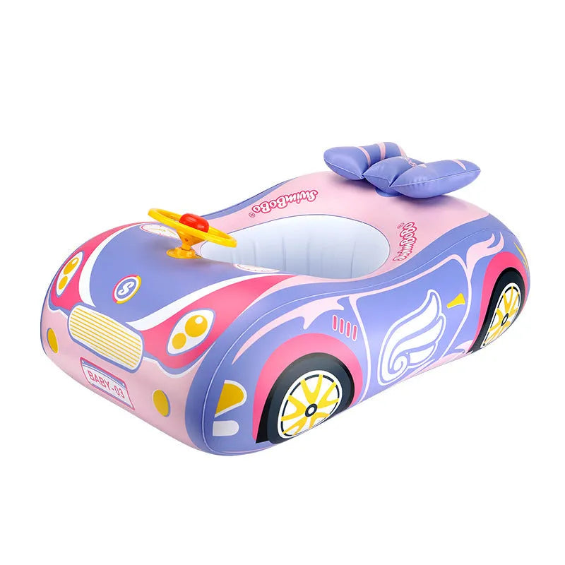 Pink sports car boat design inflatable swimming ring for children