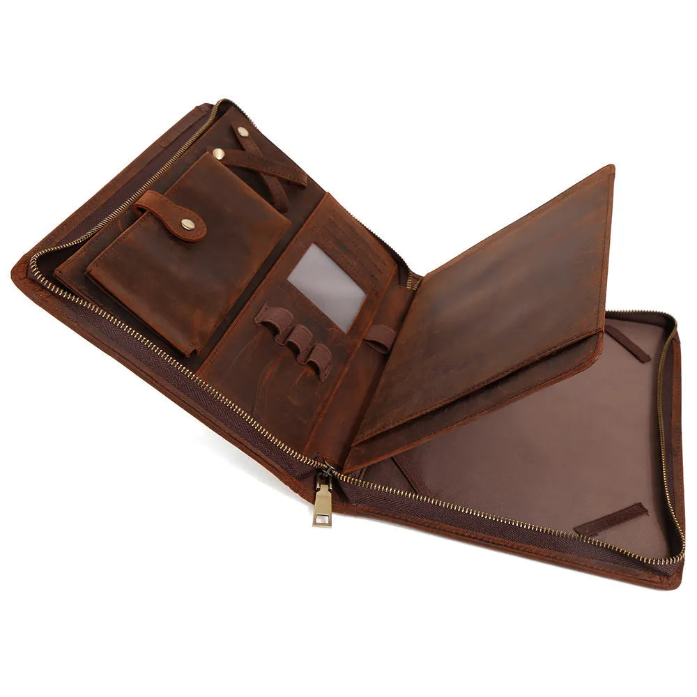 Genuine leather computer protective case showing various colour options including Crazy Horse leather finishes