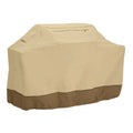 Beige Nordic-style polyester outdoor barbecue cover shown over a garden oven