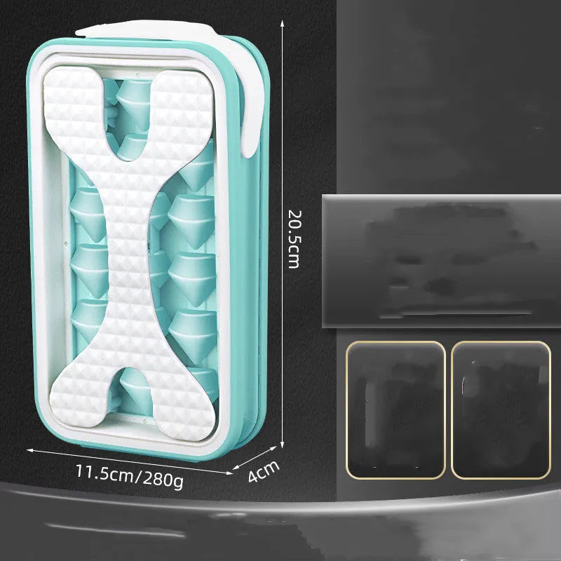 Portable silicone ice ball mould and water bottle in light grey, sky blue, or transparent white colours
