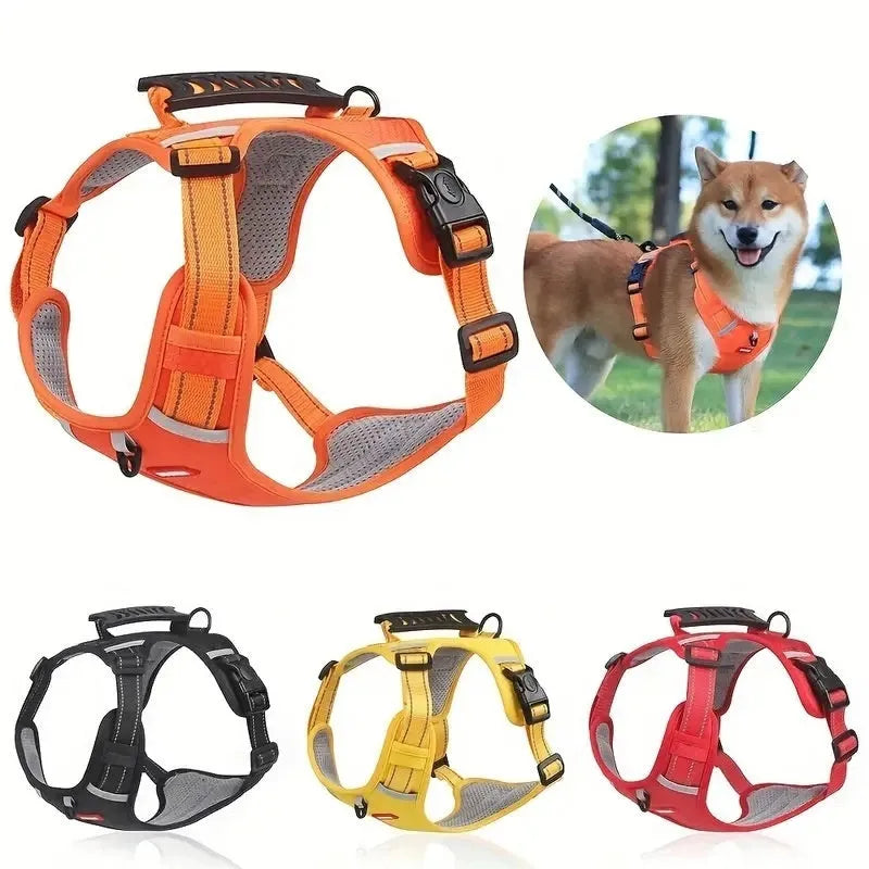 Polyester dog chest harness traction rope in multiple colours and sizes for secure walking.