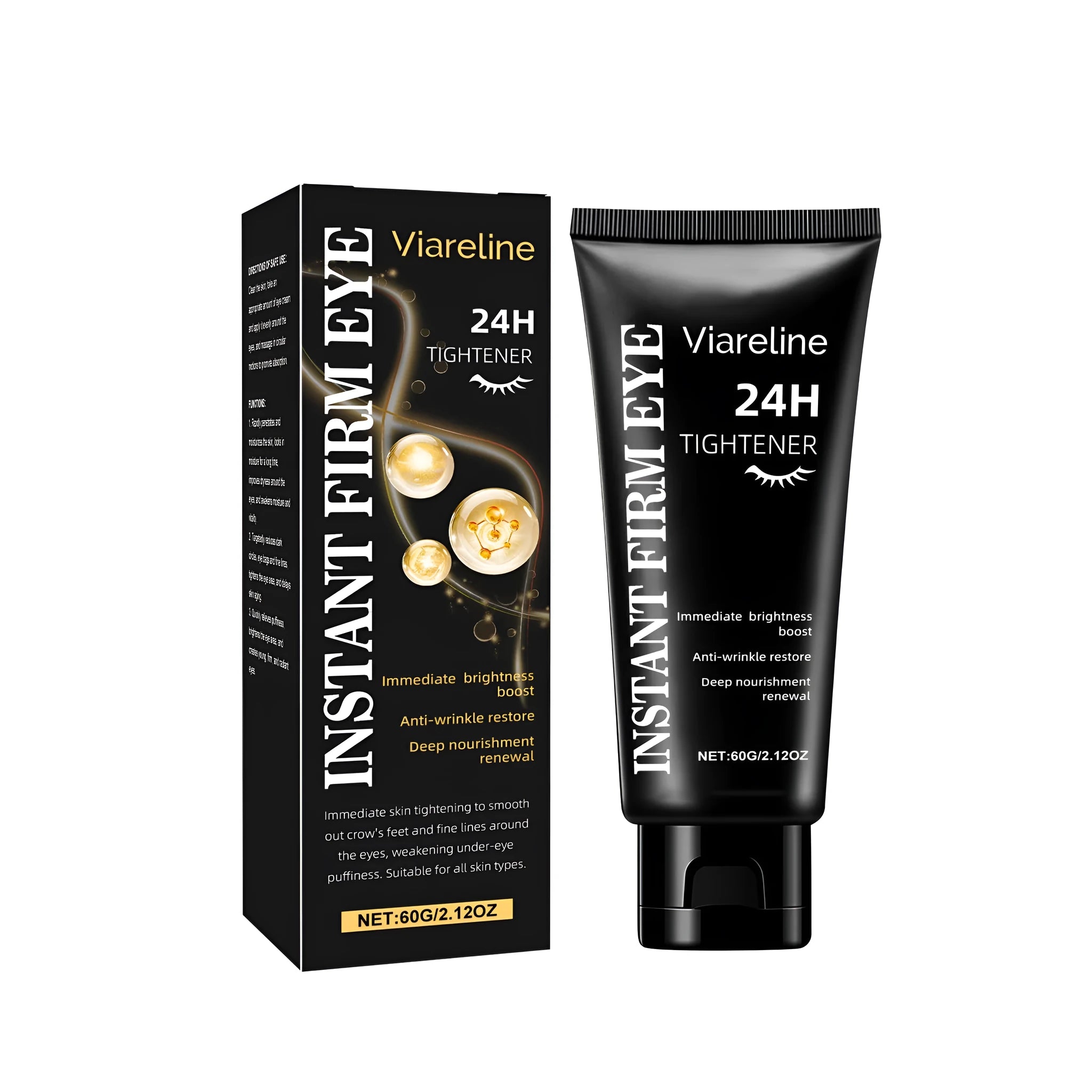 60g jar of anti-aging anti-wrinkle eye cream with hyaluronic acid and collagen