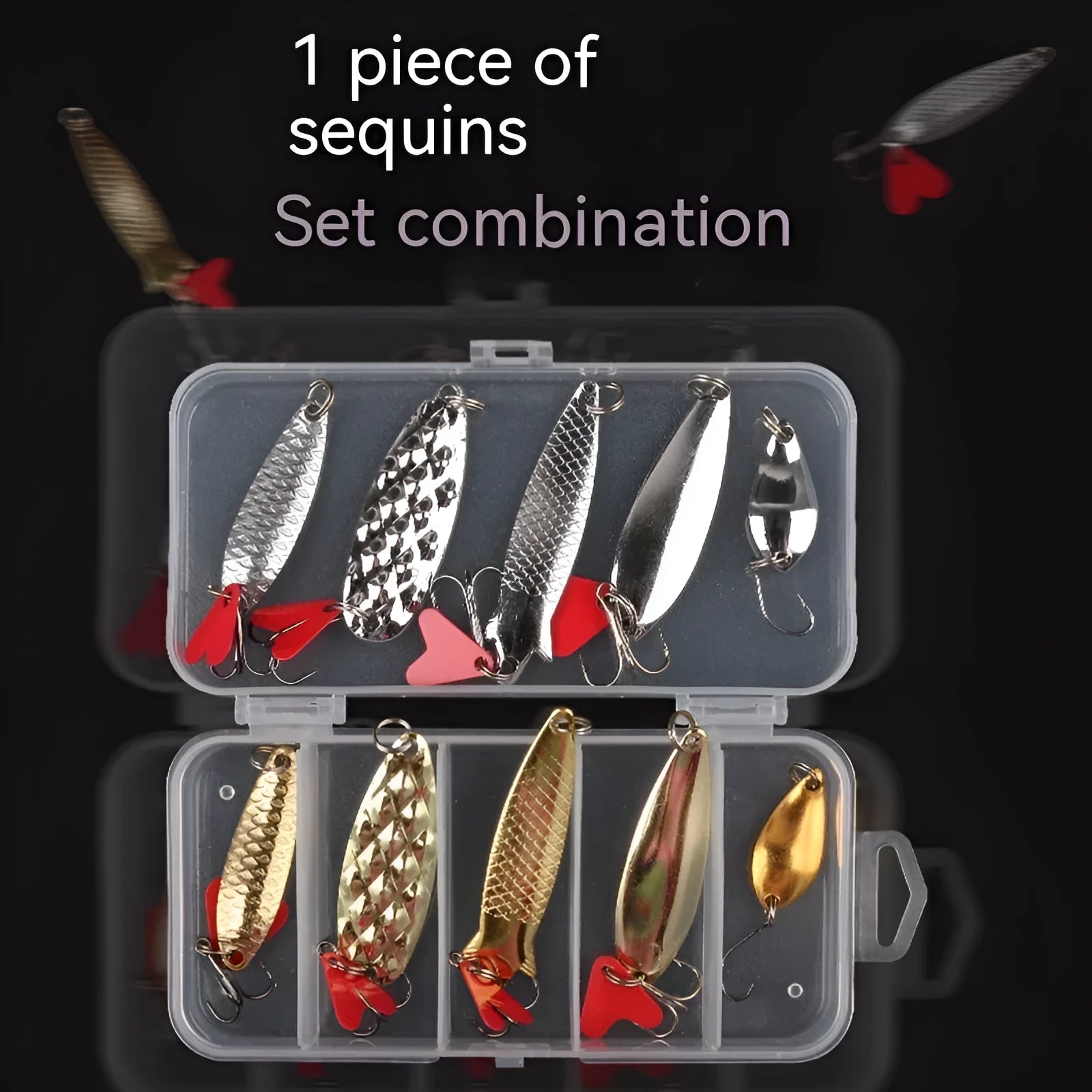 Pineapple sequin iron false fishing bait with metal sequins in gold and silver colours