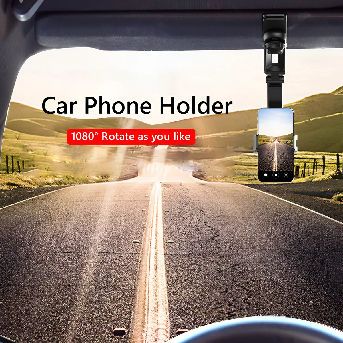 Multifunctional car sun visor mount in green or grey, ABS and PC, for general car use and rear seat shots