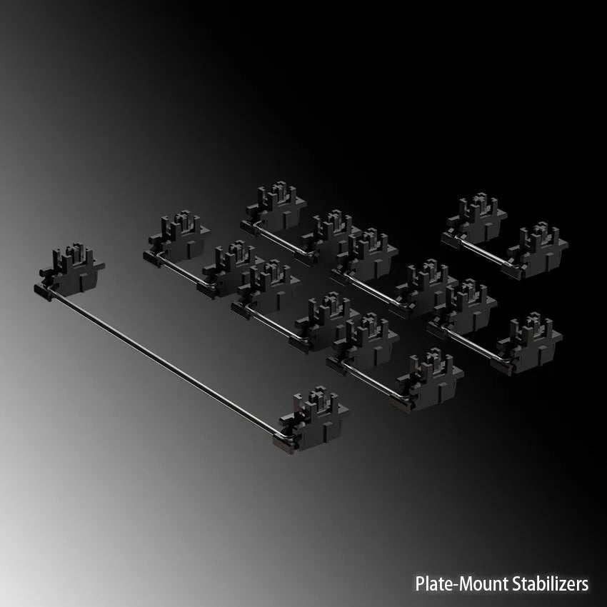 Keyboard stabiliser shaft accessories in black and white colours for 6.25U and 7U mechanical keyboards