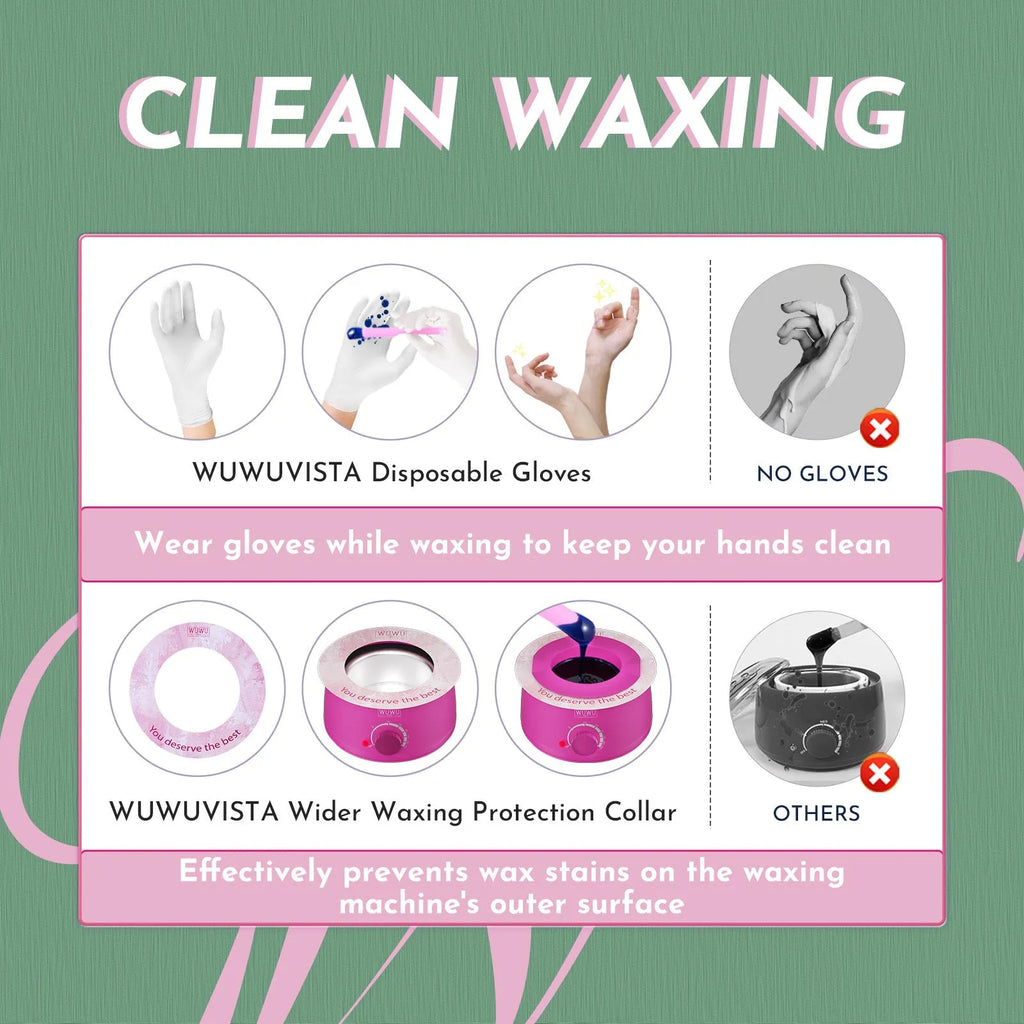 WUWUVISTA 56-piece professional waxing kit with warmer, wax beads, silicone tools, and aftercare products