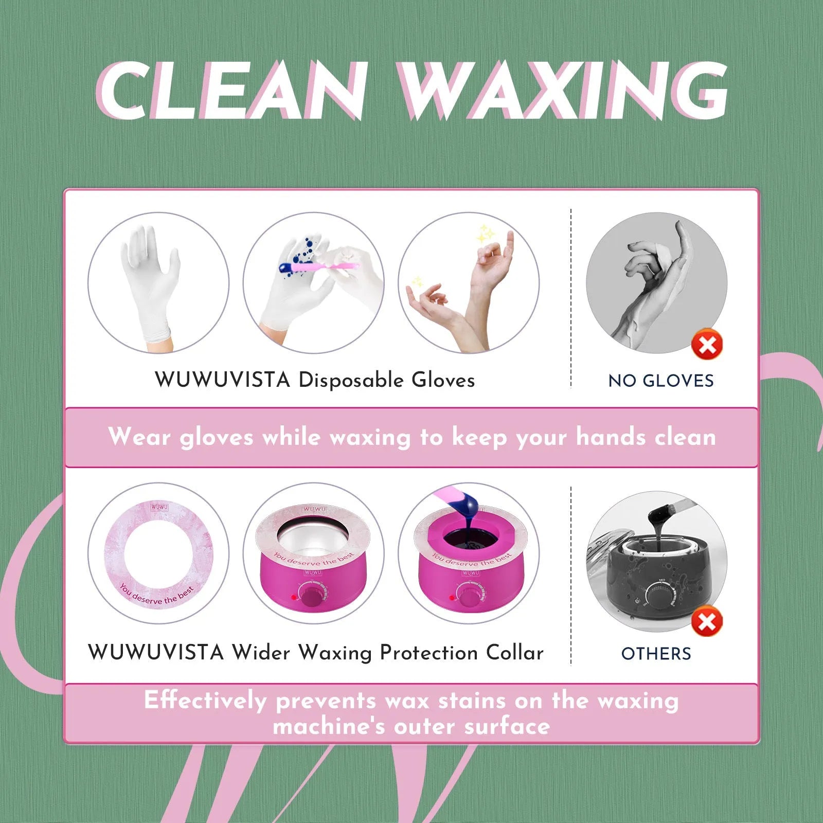 WUWUVISTA 56-piece professional waxing kit with warmer, wax beads, silicone tools, and aftercare products