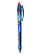 Transparent blue press-action gel pen with 0.5mm head and black, blue or red refill