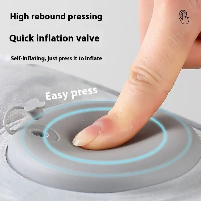Press inflatable portable folding seat cushion with flocking material for height increase