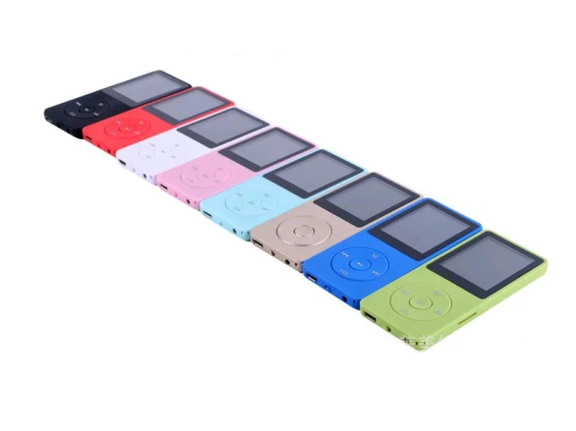 Compact MP4 player with 1.8 inch colour screen showing video playback interface