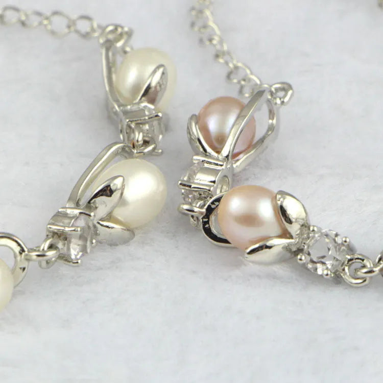 Freshwater pearl bracelet with Korean crown design alloy closure on display