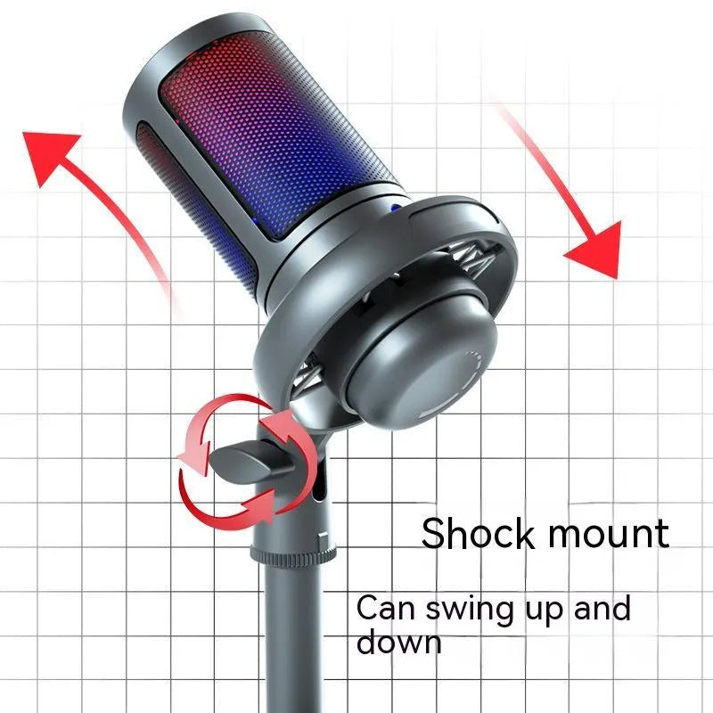 RGB condenser microphone with 150cm cable for computer live streaming