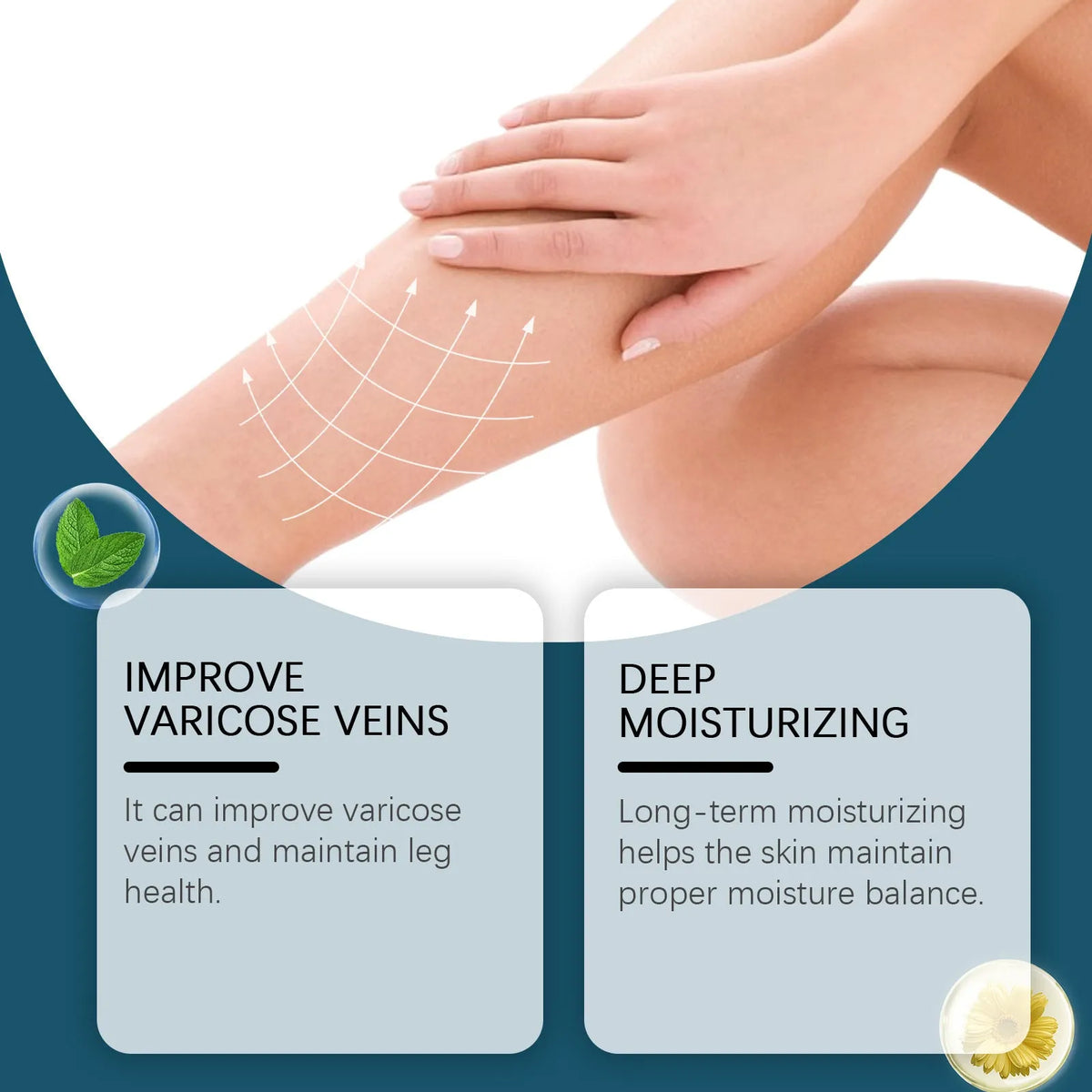 20g tube of leg massage ointment with mint, arnica, witch hazel, vitamin B6, and aloe