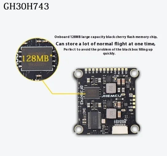GF30H743 dual gyroscope chip with 30.5mmx4mm mounting holes and 7.9g weight