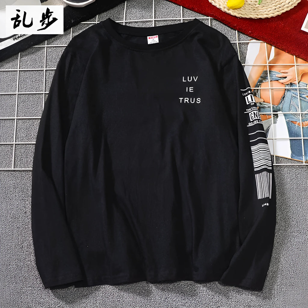 Men's long sleeve shirt 100% cotton no-iron printed straight type hedging style Black